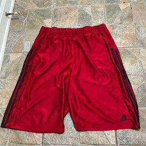 Adidas Red and Black Athletic Shorts Lightweight Design